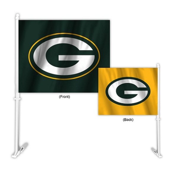 🏈🆕 GREENBAY PACKERS DOUBLE SIDED CAR FLAG - HOME-AWAY DESIGN - NFL -… - Picture 1 of 1